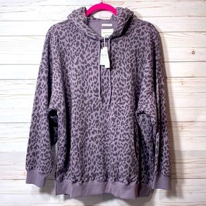 American Eagle Outfitters Purple Cheetah Hoodie Jegging Fit Hoodie Sweatshirt